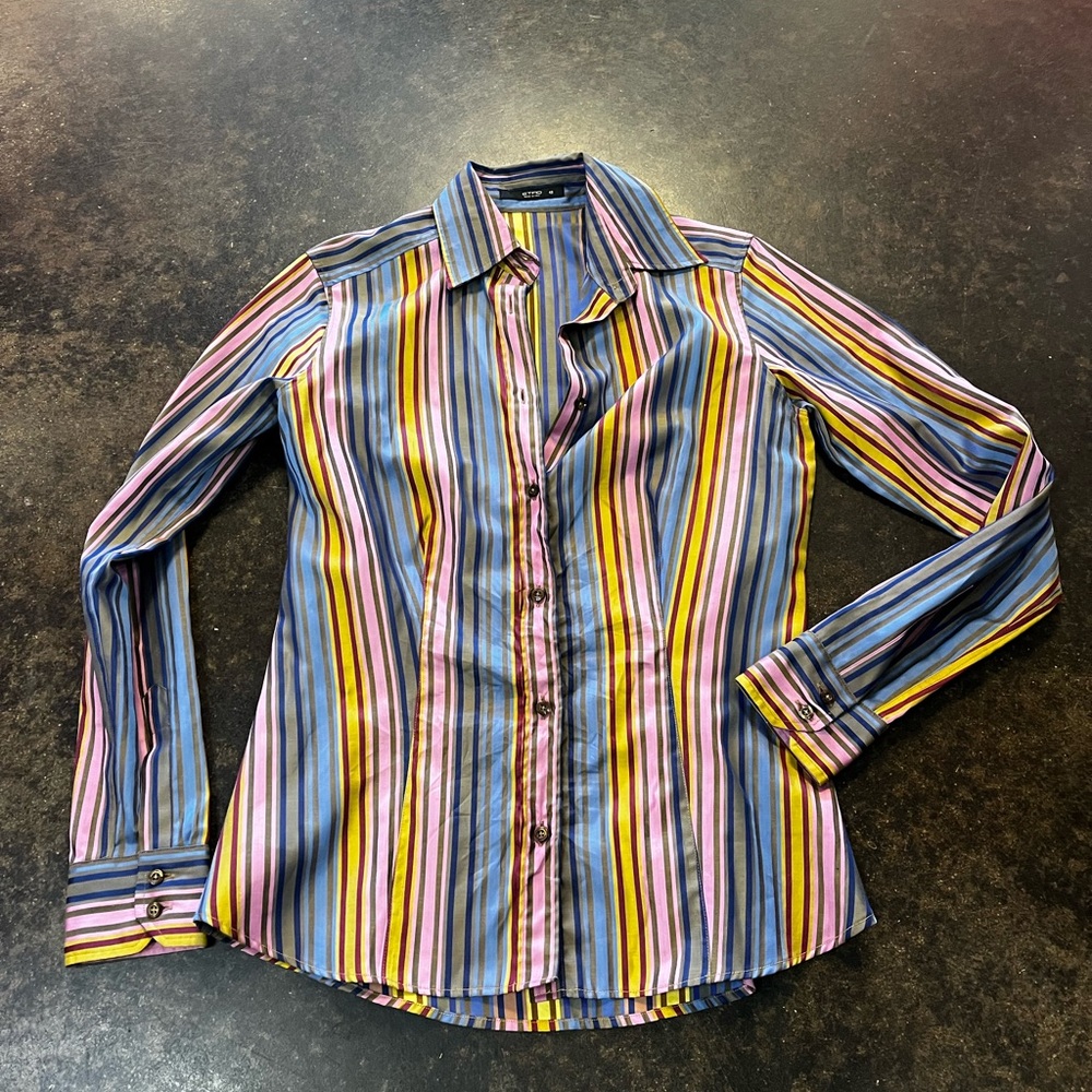 Etro Multicolor cotton Striped Button Down Shirt 42